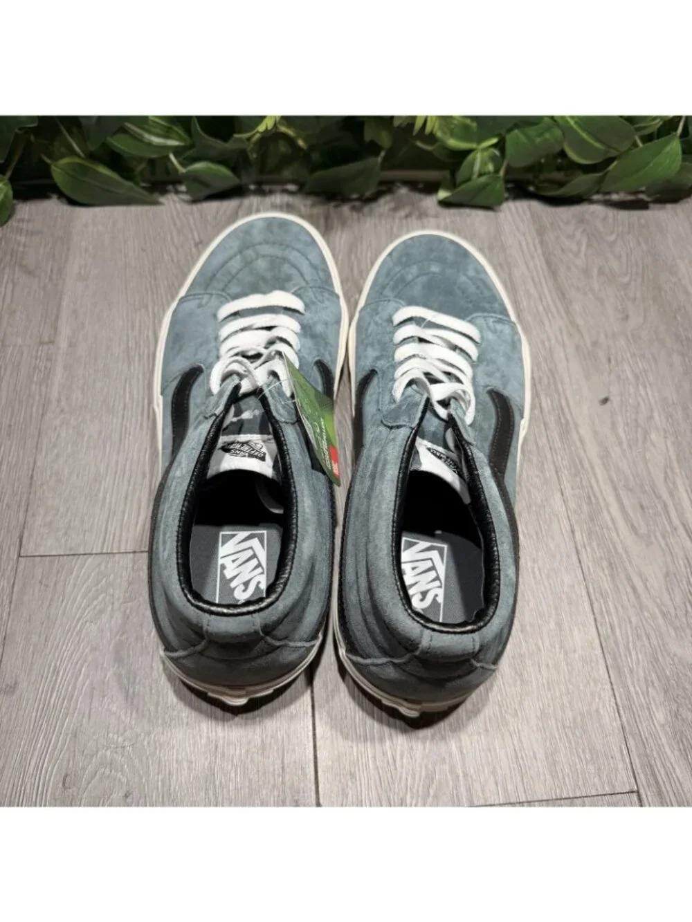 Vans Pig Skin Old Skool Mid Grape Leaf Water Repellent Teal Size 10.5